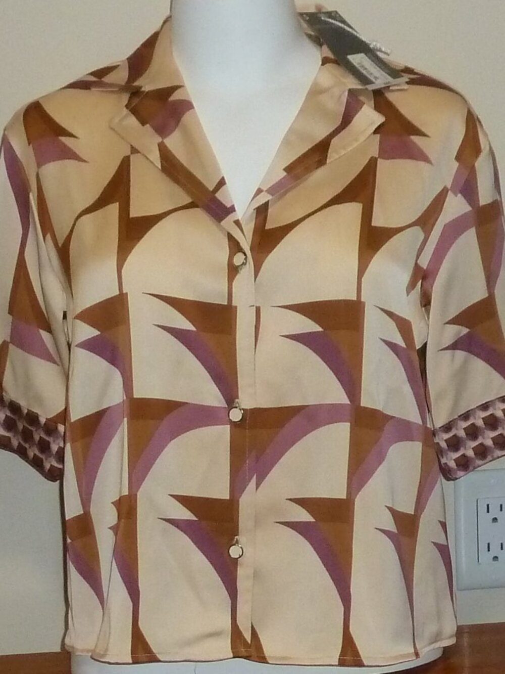 Worthington Women's Print Blouse Women's Size Small Button Down Top